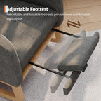 Garvee Modern Nursery Rocking Chair, Linen Upholstered Rocking Chair with Footrest, Comfortable Rocker Recliner with Side Pocket, Rocker Glider for Living Room, Bedroom, Nursing Room, Grey