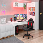 Techni Mobili Kid's Gaming and Student Racer Chair with Wheels, Red 22D x 21.25W x 35.25H in