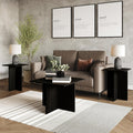 HOME DESIGN Joliet 3 Piece Coffee Table Set 23.6 Inches with Plank-Style Tops, Modern Living Room Furniture, Durable Wood Look, Black