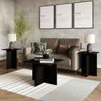 HOME DESIGN Joliet 3 Piece Coffee Table Set 23.6 Inches with Plank-Style Tops, Modern Living Room Furniture, Durable Wood Look, Black