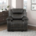 Lexicon Manual Glider Recliner Chair, Polished Microfiber Upholstered Manual Tab Pull Reclining Nursery Chair for Living Room, Pillow Top Armrest, Padded Headrest, Easy Assembly, Chocolate