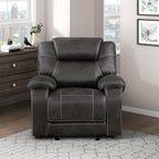 Lexicon Manual Glider Recliner Chair, Polished Microfiber Upholstered Manual Tab Pull Reclining Nursery Chair for Living Room, Pillow Top Armrest, Padded Headrest, Easy Assembly, Chocolate