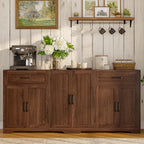 Whalefall 71" Farmhouse Sideboard Buffet Cabinet with Storage, Dark Brown | Large Coffee Bar with 2 Drawers & 6 Doors, Kitchen Credenza with Adjustable Shelves for Dining Room, Living Room TV Stand