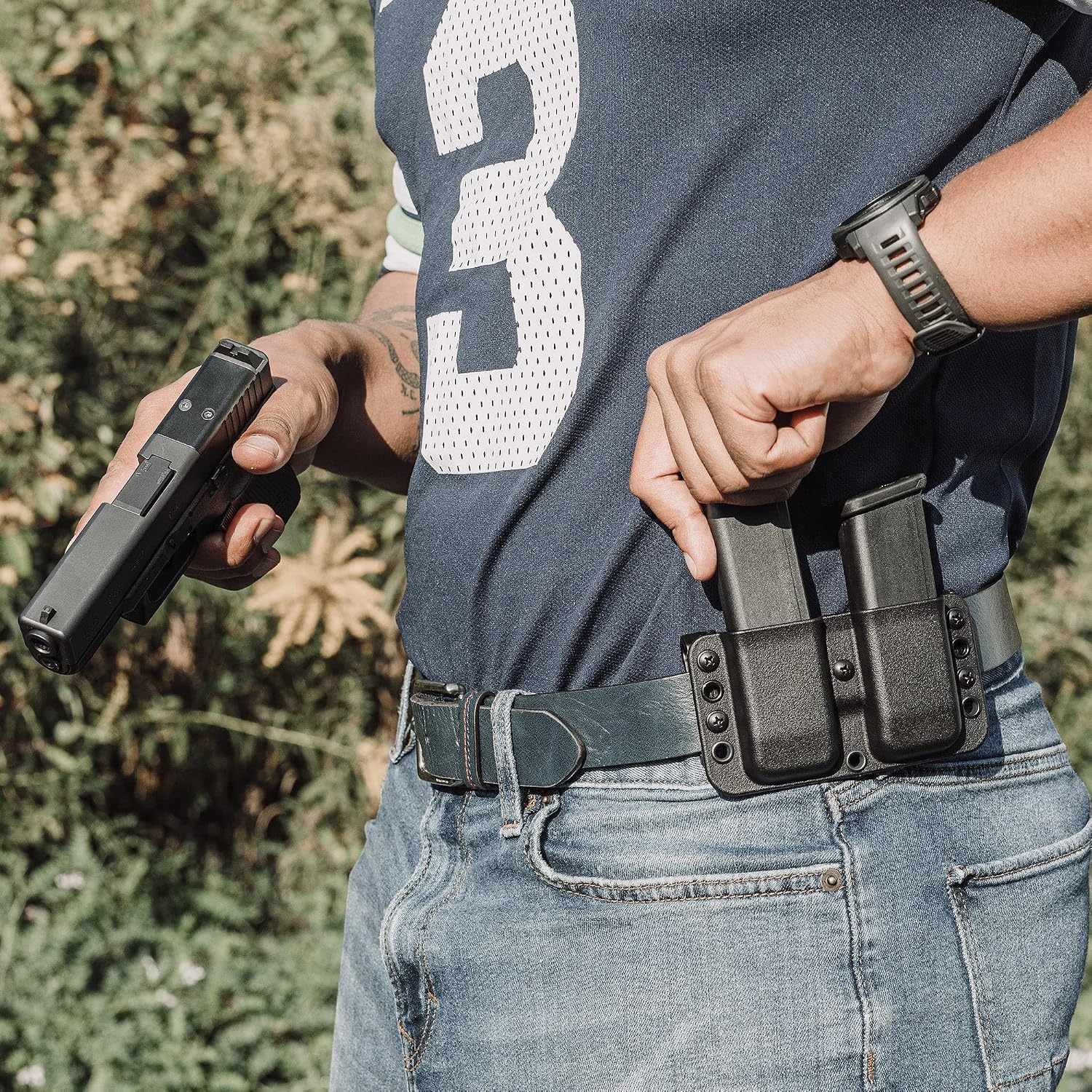 OWB Double Mag Pouch for 1911, Sig P220, Springfield XDS, & More - USA Made - Total Eclipse Double Mag Pouch by Blade-Tech Holsters