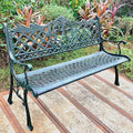 Bench，Patio Garden Bench, Anti- Rust Cast Iron Cast Aluminum Frame for Outdoor Path Yard Lawn Work Entryway Decor(A)