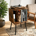 Record Player Table, Vinyl Record Stand, Vinyl Record Holder with Legs, Mid Century Modern Side Table for Record, Magazine, Books