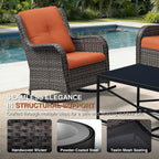 Joyside Outdoor Rocking Chair, Wicker Patio Furniture with High Back, Deep Seating, Wide Armrest, Thickened Cushions, Outdoor Rattan Furniture for Deck, Porch Use