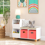 RiverRidge Kids Catch-All Toy Storage Organizer Bench with Cubbies & Toy Bins for Playroom - Cubby Organizer