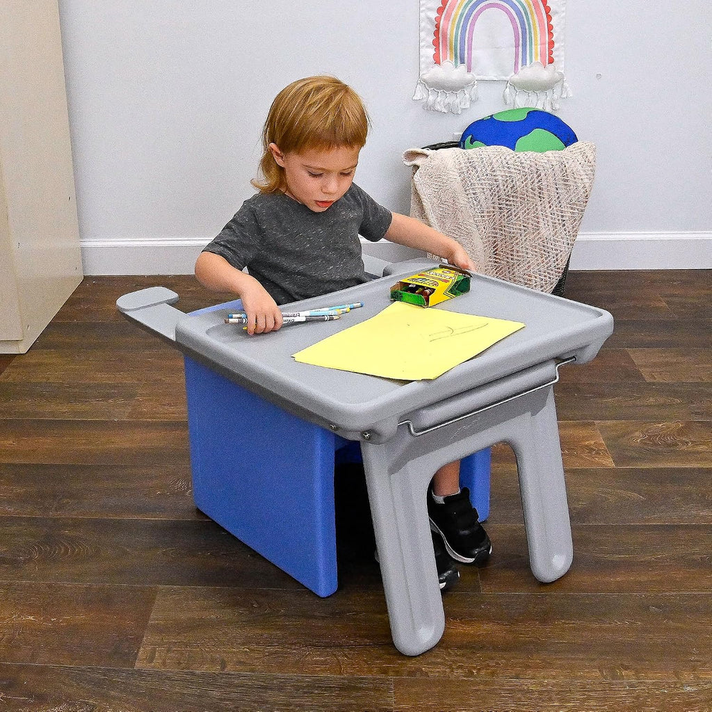 Children's Factory Edutray Desk Attachment for Cube Chair – Toddler Study Surface for Homeschool, Classroom, Space-Saving, Durable, Easy-Clean Plastic, Gray