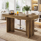 Tribesigns 55" Kitchen Island, Farmhouse Wooden Stationary Island Table with Large Worktop & Leg Room, Coffee Bar Table for Meal Prep, Dining, Entertaining, Natural Brown