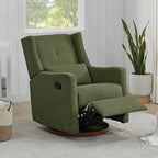 KISLOT Nursery Recliner Chair Swivel Glider Upholstered Rocker Fabric Manual Reclining Chair with Wood Base for Living Room Bedroom