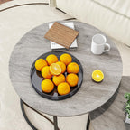HOJINLINERO Round Coffee Table,Nesting Coffee Table Set of 2,Center Tables for Living Room,Office, Home Small Space,Stacking Side Tables,Sturdy and Easy Assembly,Wood Desktop,Black+Warm Grey,Large