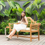 Cambridge Casual Lutyens Teak Wood Garden Bench 5-Foot, Outdoor Teak Bench, Wooden Outdoor Bench for Patio, Porch, Backyard, Lawn, Deck & Entryway