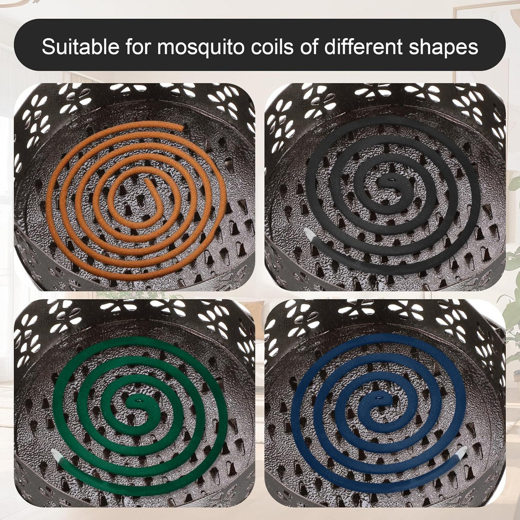 4Pcs Portable Mosquito Coil Holder, Coil Incense Holder with Handle Round Heat-Resistant Mosquito Incense Burner for Indoor Outdoor Hanging Camping Patio (Bronze)
