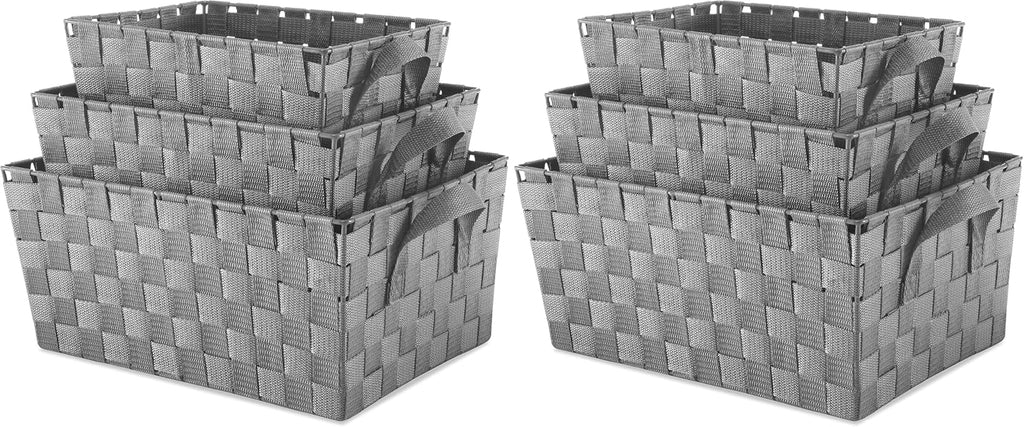 Whitmor Woven Strap Storage Baskets S/3-Gray (Pack of 2)