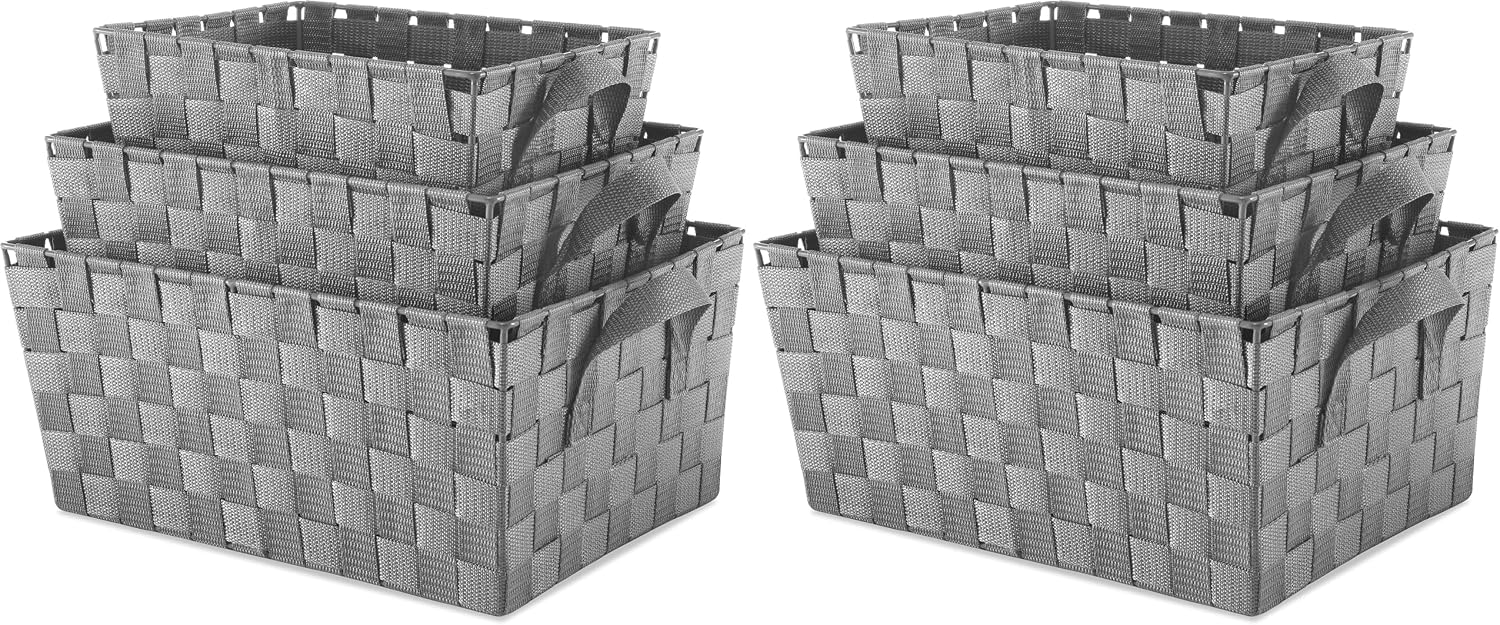 Whitmor Woven Strap Storage Baskets S/3-Gray (Pack of 2)