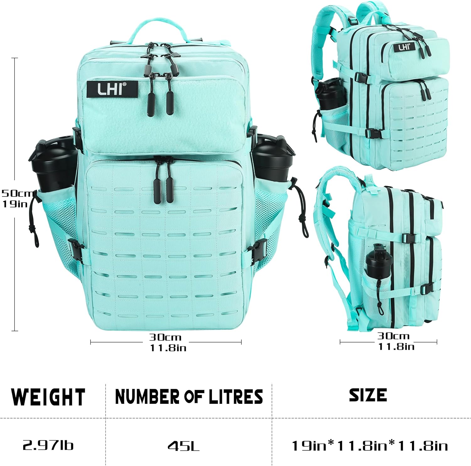 LHI Tactical Military Backpack for Men 25L/45L Large Molle Army Assault Pack 3 Day Hiking Rucksack With Bottle Holder