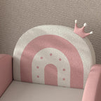 Qaba Kids Rocking Chair, Princess Crown Toddler Chair, Children's Armchair Rocker with Rainbow Backrest for Bedroom, Playroom, Pink