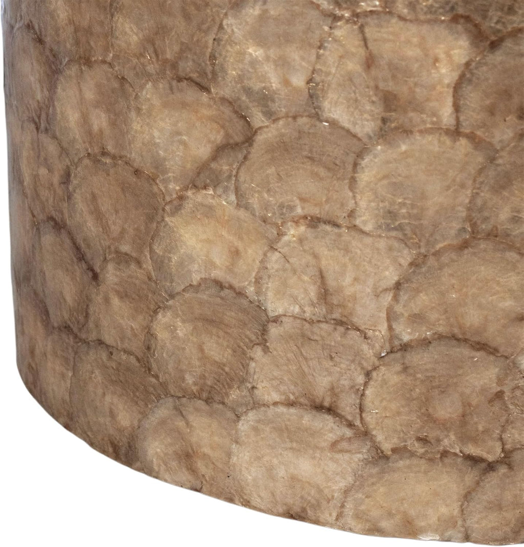 East at Main Capiz Shell Side Table – Tea Brown Accent Table, Small Decorative Round Table for Coastal and Modern Spaces