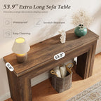 Huuger 54 Inch Entryway Table, Retangular Console Table, Farmhouse Sofa Table Behind the Couch, Long for Entrance, Hallway, Foyer, Living Room, Rustic Brown