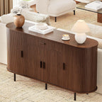 ONBRILL 63“ Sideboard Buffet Cabinet with Storage, Sideboard with 1 Drawer & 2 Door Shelves, Mid-Century Modern Kitchen Cabinets with Sliding Door, Coffee Bar Cabinet for Kitchen, Living Room, Walnut