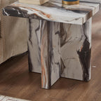 Roundhill Furniture Cavira Modern Faux Marble Living Room Side Table, Off-White