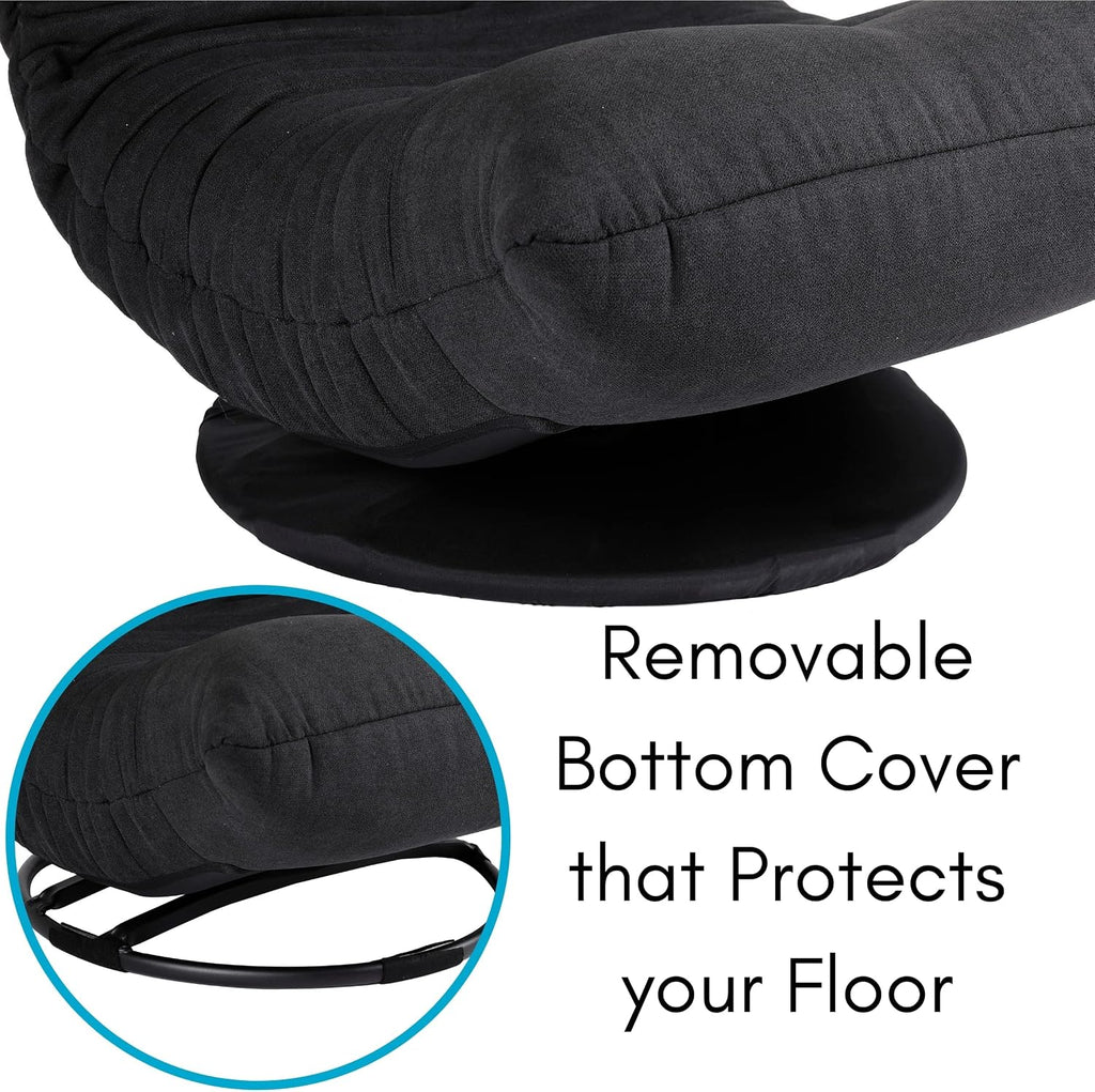 BIRDROCK HOME Swivel Floor Chair - 360 Adjustable Memory Foam Lounge Seat - Gaming - Comfortable Back Support - Cushion Dorm Rocker - Comfy for Reading Game Meditating - Fully Assembled (Charcoal)