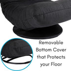 BIRDROCK HOME Swivel Floor Chair - 360 Adjustable Memory Foam Lounge Seat - Gaming - Comfortable Back Support - Cushion Dorm Rocker - Comfy for Reading Game Meditating - Fully Assembled (Charcoal)