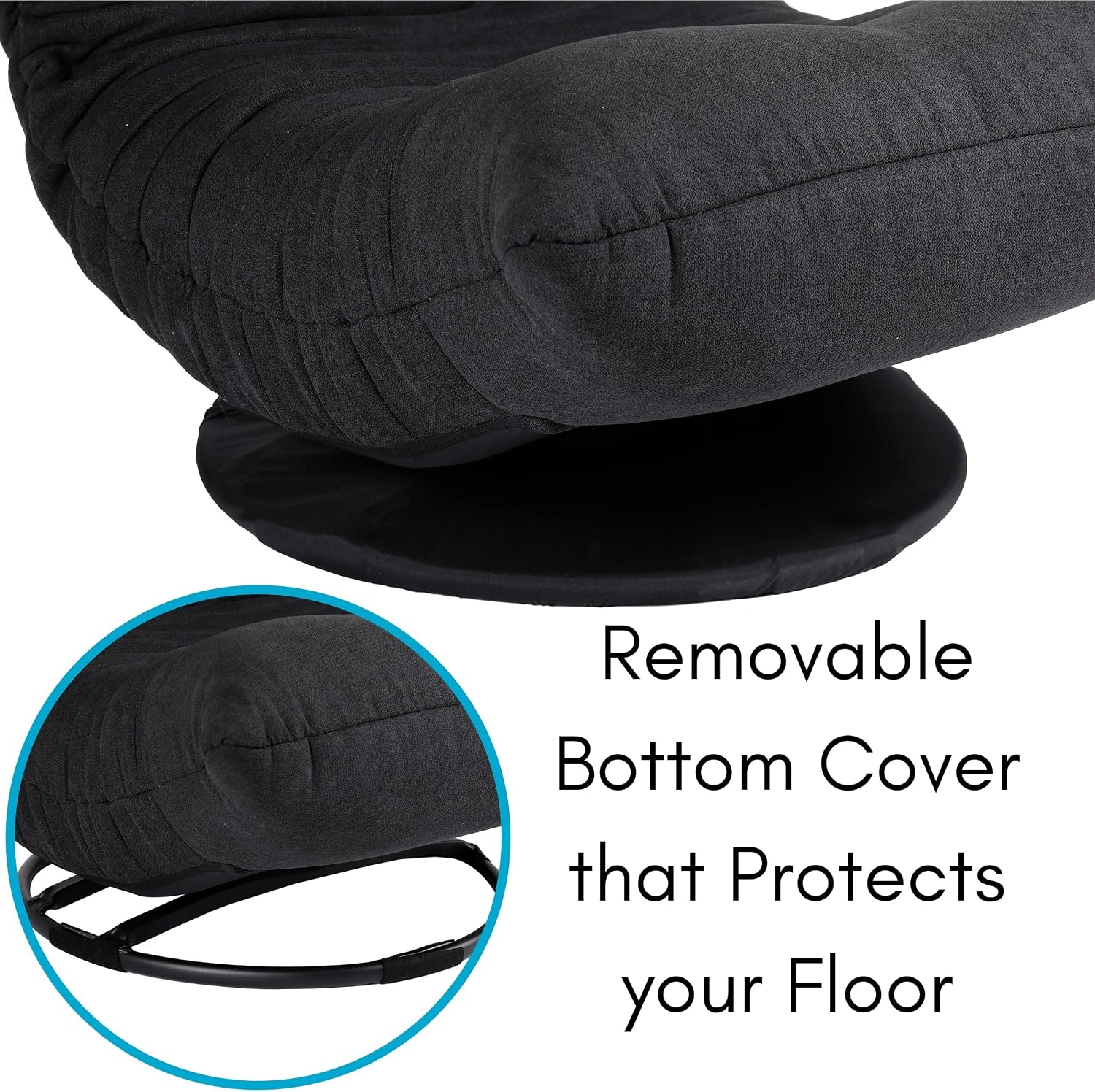 BIRDROCK HOME Swivel Floor Chair - 360 Adjustable Memory Foam Lounge Seat - Gaming - Comfortable Back Support - Cushion Dorm Rocker - Comfy for Reading Game Meditating - Fully Assembled (Charcoal)