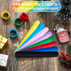 Leyndo 32 Pcs Wrapping Paper Roll Holder Clips Silicone Covered Metal Strips Flip 1 x 9 in Poster Holder Slap Band for Christmas Wedding Graduation Gift Wapping