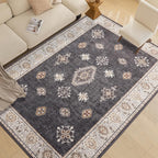 ILANGO Washable Area Rugs 5x7 for Living Room Vintage Area Rugs Non Slip Boho Dining Room Rugs for Under Table Ultra-Thin Low-plie Floor Carpet for Bedroom Farmhouse
