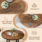 AWQM Coffee Table and End Table Sets, Round Coffee Table Set & 2 End Side Tables, Easy Assembly Vintage Living Room Table Set of 3, Suitable for Offices, Living Rooms and Apartments, Walnut