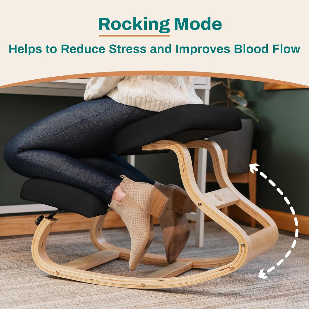 NYPOT Ergonomic Kneeling Chair with Adjustable Seats - Knee Chair for Posture Correction & Kneel Rocking Stool for Desk - Back Pain Relief and Support for Home and Office