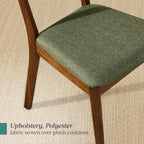 Best Choice Products Dining Chairs Set of 2, Mid-Century Modern Upholstered Wood, Armless w/Seat Cushion, Padded Backrest - Walnut/Moss Green