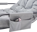 Extra Wide Boucle Rocking Chair with Technical Leather Oversized Gliding Recliner for Indoor Outdoor Living Room Nursery Bedroom (XL-Gray)