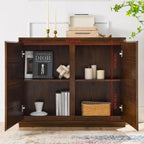 LKTART Mid Century Modern Sideboard Buffet Cabinet,Narrow Walnut Entryway Storage Cabinet,Modular Storage Cabinets with 2 Doors for Living Room,Kitchen,Hallway (2 Pieces,78" L*9.25" D)
