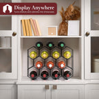 Sorbus 14 Bottle Wine Rack – Stackable Metal Wine Storage Organizer with Honeycomb Design – Cabinet, Pantry, or Bar Wine Bottle Holder – Modern Black Wine Racks Countertop - No Assembly Required