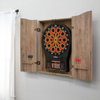 DMI Sports Tan CricketPro Dartboard Cabinet | Designed for Arachnid 15.5” CricketPro 900, 800, 750, 650 Electronic Dartboards | Does Not Include Dartboard