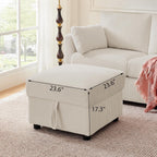 Corduroy Storage Ottoman for Living Room Sofas Couches, Square Ottoman with Storage Space Foot Rest Stool for Apartment, Dorm, Entryway, Beige
