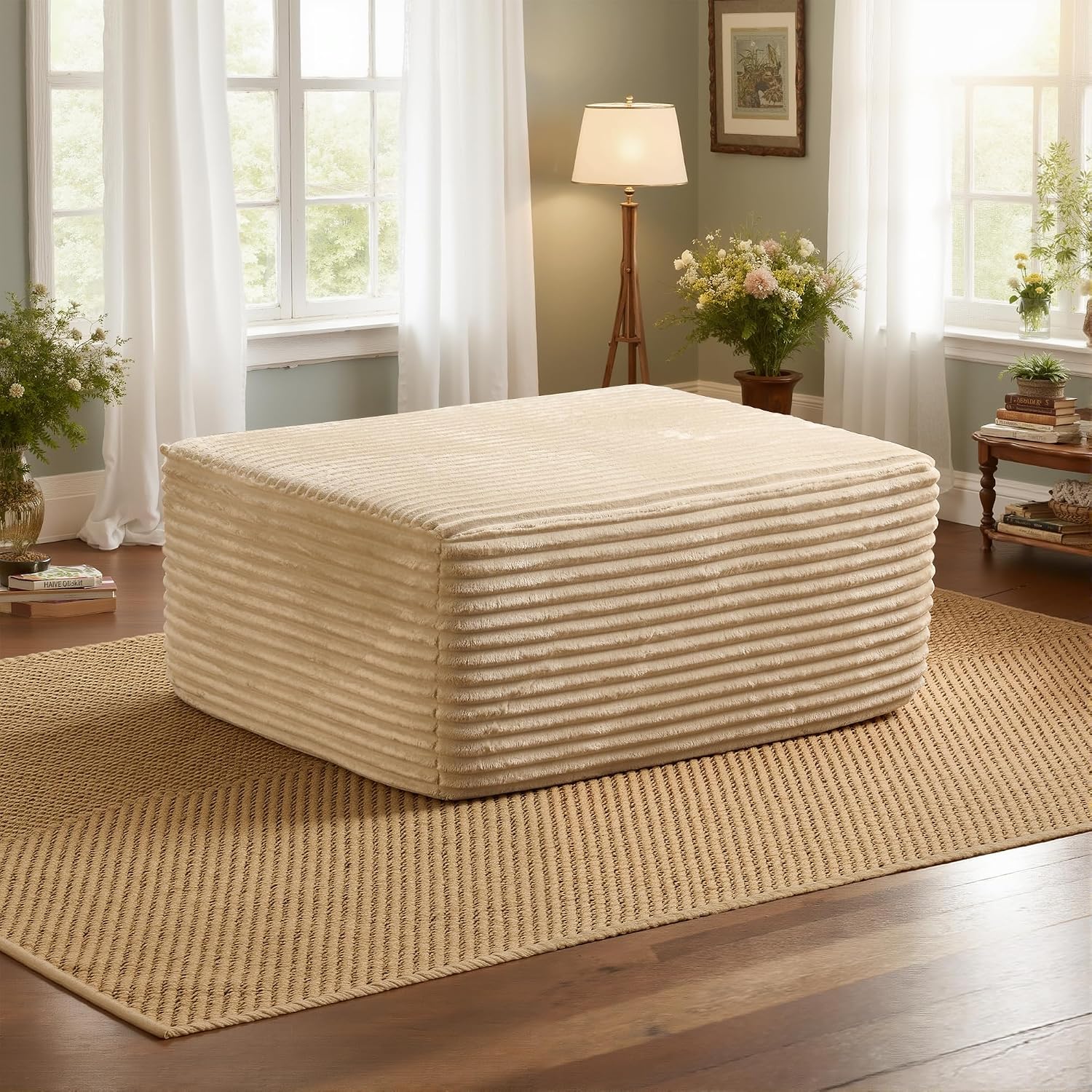 37.1" Ottoman for Couch, Memory Foam Cloud Boneless Sectional Couch for Living Room Foot Stools No Assembly Require (Beige, Ottoman)