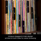 Carstens Records Heavy Duty Vinyl Album Dividers | 12" LP Separators with Tabs | Made in The USA | Music Organizer Tabs for Collectors (Black, Double-Sided, A-Z Vertical Tabs, 26 Tab Set)