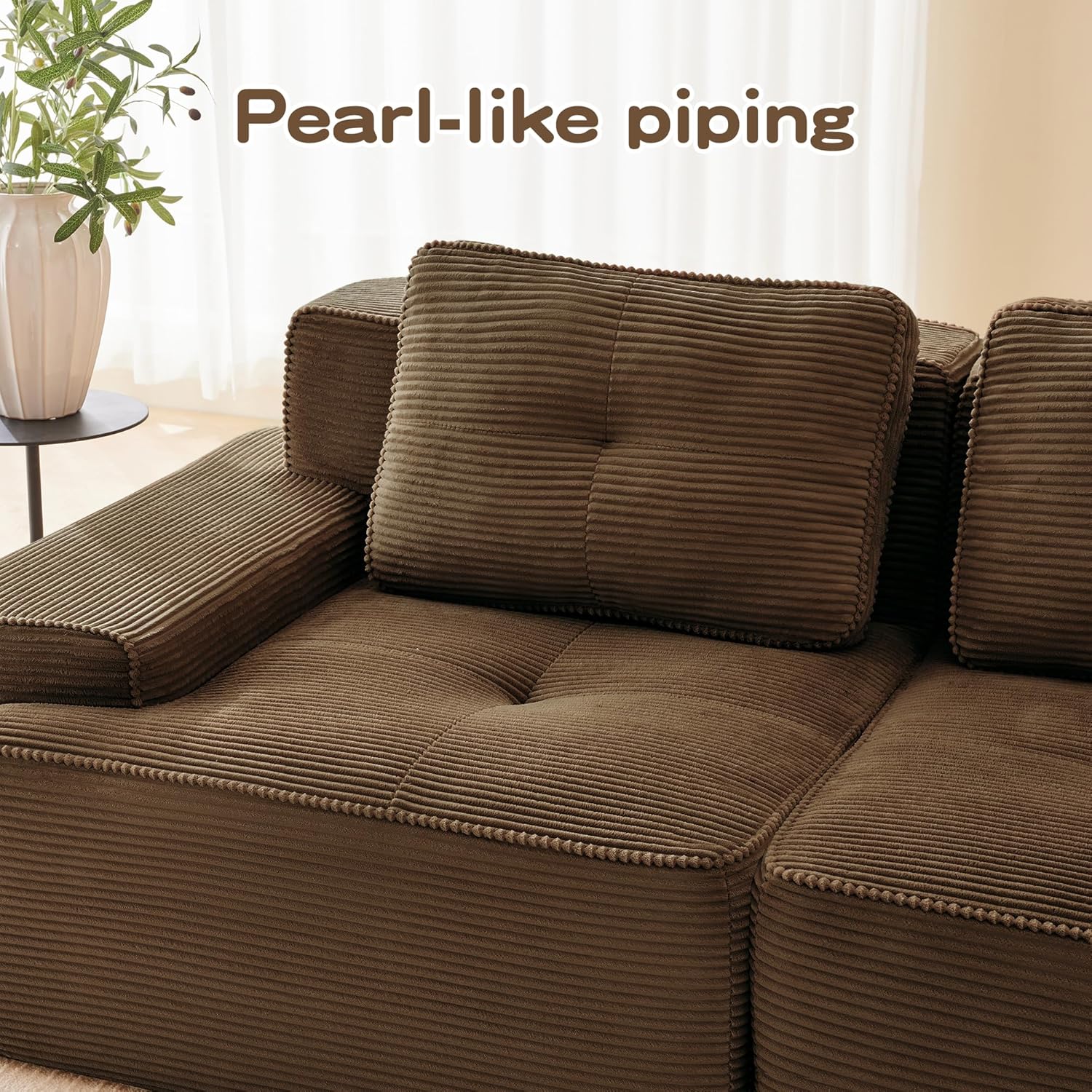 Oversized Modular Sectional Sofa, Modern V Shaped Corner Boneless Couch with Ottoman, Comfy 5 Seater Cloud Sleeper Sofa with Deep Seat, Customizable Layout Couches for Living Room, Apartment, Brown
