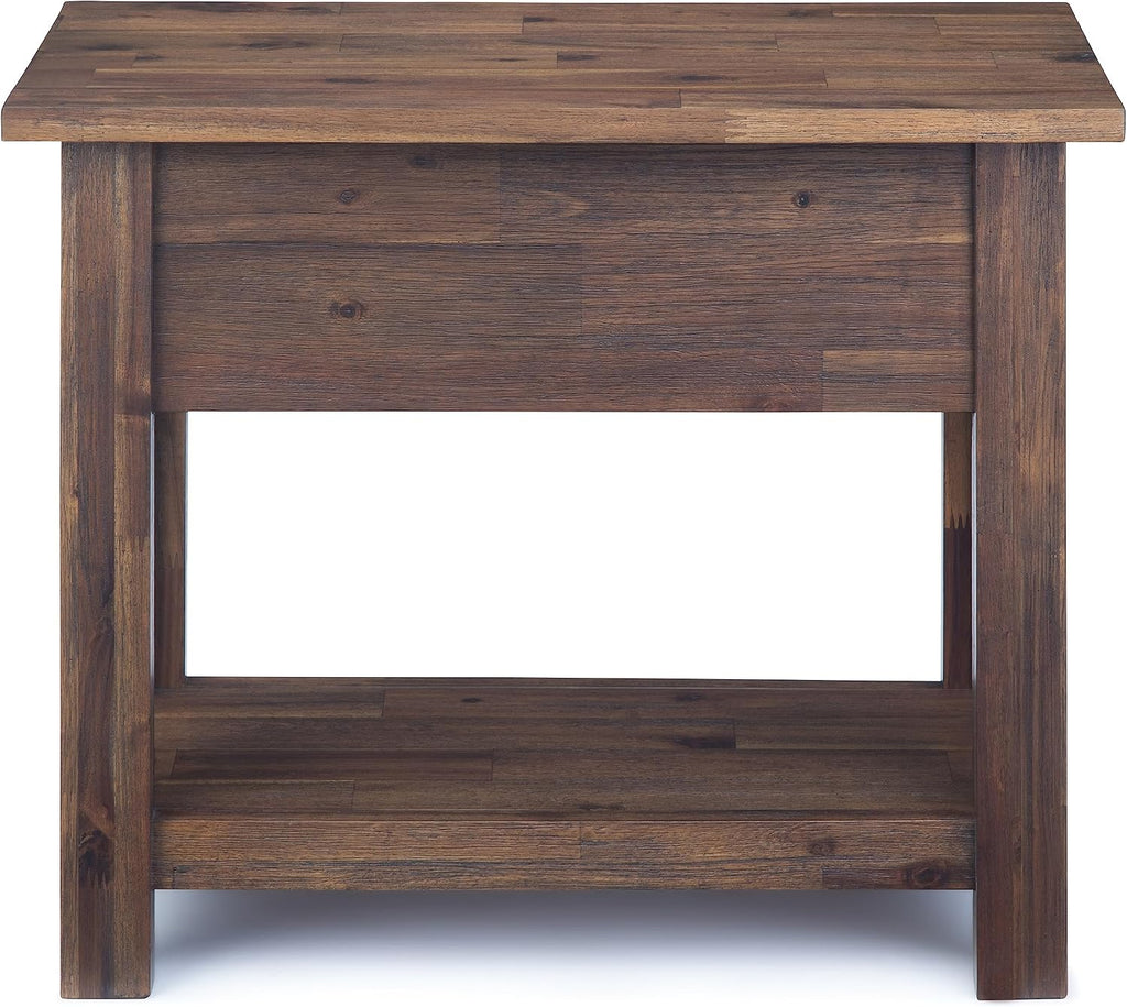 SIMPLIHOME Monroe Solid Acacia 14 inch Wide Rustic Narrow Side Tables in Distressed Charcoal Brown for the Living Room and Bedroom (Set of 2)