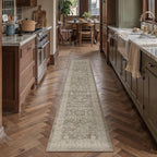 PureCozy 2x8 Washable Runner Rug for Hallway Kitchen Brown Gray Vintage Low Pile Carpet Non Slip Soft Distressed Indoor Floral Accent Retro Long Rug for Laundry Entryway Bathroom Bedroom Living Room