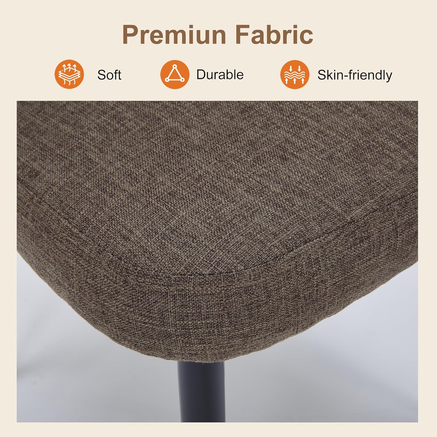 Modern Dining Chairs, Fabric Upholstered Accent Kitchen Chairs with Comfy Padded Seat & Sturdy Metal Legs, Side Farmhouse Chairs for Dining Room, Living Room, Restaurant (Mossy Taupe, Set of 6)