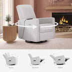 Evolur Harlow Deluxe Upholstered Plush Seating Glide Rocker, Swivel, Power Recliner USB Port with in-Built Massager, Greenguard Gold Certified, Glider Chair for Nursery in Fog Grey
