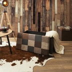 HOME DECO FACTORY, HD7666, Patchwork PU M2, Bistro Indus Furniture, Folding Chest and Bench, 76x38x38cm, Seat Height 38cm, Brown