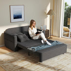 Krcix 3 in 1 Sofa Bed, 56 Inch Convertible Pull Out Couch, Loveseat Sleeper Sofa with Cup Holders, USB, Side Pockets, Multi-Function Couch Bed for Living Room, Apartment, Charcoal Grey