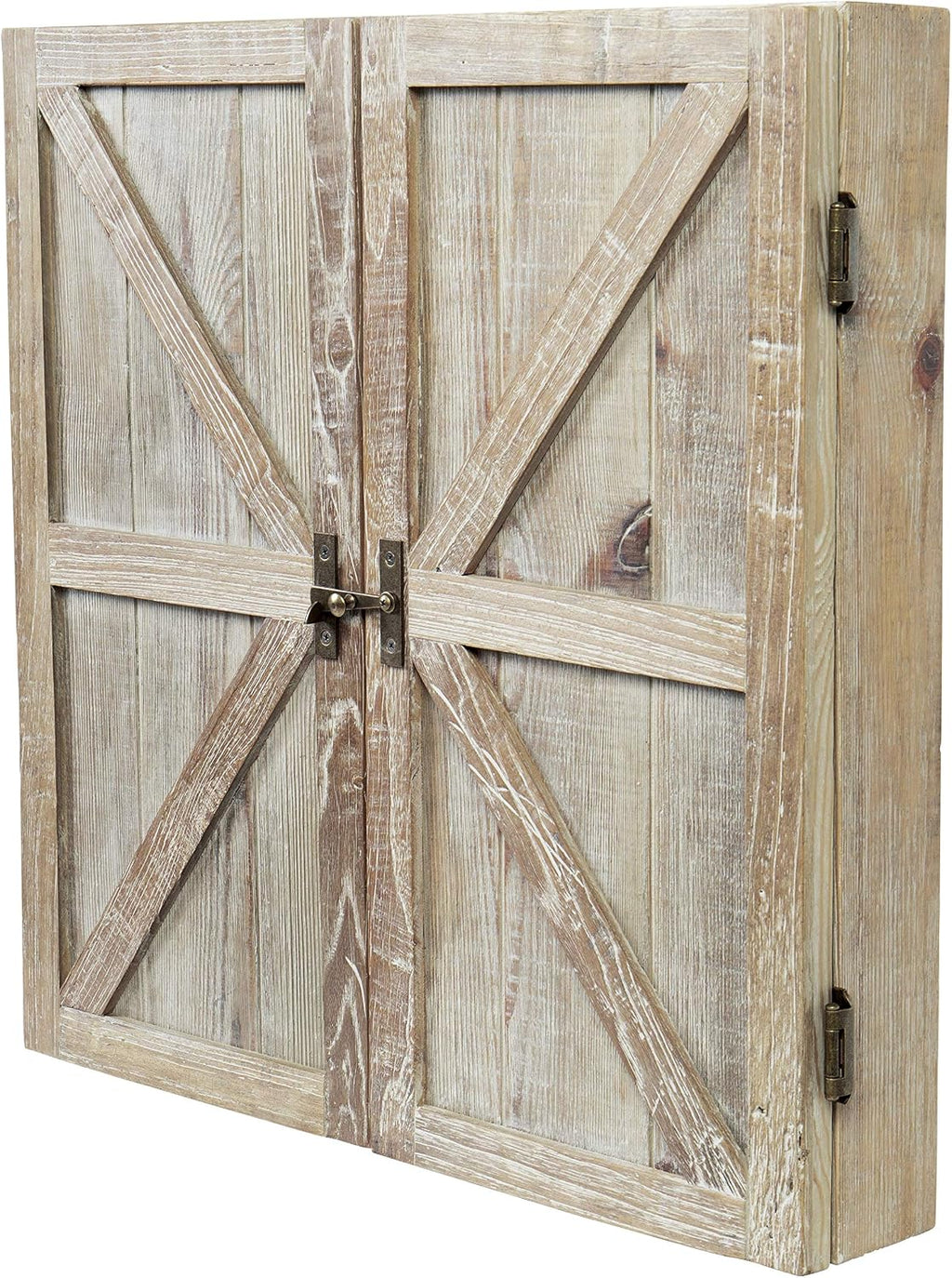 American Legend Barnwood Dartboard Cabinet with Wheat Finished Barn Style Doors - Dartboard Not Included