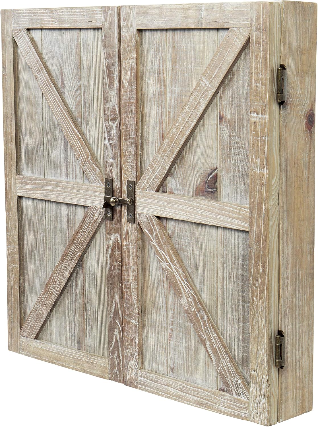 American Legend Barnwood Dartboard Cabinet with Wheat Finished Barn Style Doors - Dartboard Not Included